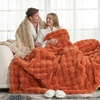 image:imageCozy Bliss Faux Fur Throw Blanket for Couch Fuzzy Soft Plush Thick Bubble Blanket for Sofa Bedroom Living Room 50  60 Inches BeigeBurnt Orange