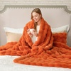 image:imageCozy Bliss Faux Fur Throw Blanket for Couch Fuzzy Soft Plush Thick Bubble Blanket for Sofa Bedroom Living Room 50  60 Inches BeigeBurnt Orange