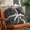 image:imageCozy Bliss Faux Fur Throw Blanket for Couch Fuzzy Soft Plush Thick Bubble Blanket for Sofa Bedroom Living Room 50  60 Inches BeigeCharcoal Grey