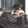 image:imageCozy Bliss Faux Fur Throw Blanket for Couch Fuzzy Soft Plush Thick Bubble Blanket for Sofa Bedroom Living Room 50  60 Inches BeigeCharcoal Grey