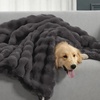 image:imageCozy Bliss Faux Fur Throw Blanket for Couch Fuzzy Soft Plush Thick Bubble Blanket for Sofa Bedroom Living Room 50  60 Inches BeigeCharcoal Grey