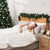 image:imageCozy Bliss Faux Fur Throw Blanket for Couch Fuzzy Soft Plush Thick Bubble Blanket for Sofa Bedroom Living Room 50  60 Inches BeigeCream White
