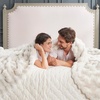 image:imageCozy Bliss Faux Fur Throw Blanket for Couch Fuzzy Soft Plush Thick Bubble Blanket for Sofa Bedroom Living Room 50  60 Inches BeigeCream White