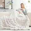 image:imageCozy Bliss Faux Fur Throw Blanket for Couch Fuzzy Soft Plush Thick Bubble Blanket for Sofa Bedroom Living Room 50  60 Inches BeigeCream White