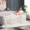 image:imageCozy Bliss Faux Fur Throw Blanket for Couch Fuzzy Soft Plush Thick Bubble Blanket for Sofa Bedroom Living Room 50  60 Inches BeigeCream White