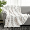 image:imageCozy Bliss Faux Fur Throw Blanket for Couch Fuzzy Soft Plush Thick Bubble Blanket for Sofa Bedroom Living Room 50  60 Inches BeigeCream White