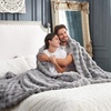 image:imageCozy Bliss Faux Fur Throw Blanket for Couch Fuzzy Soft Plush Thick Bubble Blanket for Sofa Bedroom Living Room 50  60 Inches BeigeGrey