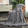 image:imageCozy Bliss Faux Fur Throw Blanket for Couch Fuzzy Soft Plush Thick Bubble Blanket for Sofa Bedroom Living Room 50  60 Inches BeigeGrey