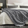 image:imageCozy Bliss Faux Fur Throw Blanket for Couch Fuzzy Soft Plush Thick Bubble Blanket for Sofa Bedroom Living Room 50  60 Inches BeigeGrey