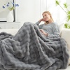 image:imageCozy Bliss Faux Fur Throw Blanket for Couch Fuzzy Soft Plush Thick Bubble Blanket for Sofa Bedroom Living Room 50  60 Inches BeigeGrey