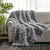 image:imageCozy Bliss Faux Fur Throw Blanket for Couch Fuzzy Soft Plush Thick Bubble Blanket for Sofa Bedroom Living Room 50  60 Inches BeigeGrey