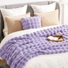 image:imageCozy Bliss Faux Fur Throw Blanket for Couch Fuzzy Soft Plush Thick Bubble Blanket for Sofa Bedroom Living Room 50  60 Inches BeigeLavender Purple