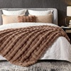 image:imageCozy Bliss Faux Fur Throw Blanket for Couch Fuzzy Soft Plush Thick Bubble Blanket for Sofa Bedroom Living Room 50  60 Inches BeigeLight Brown