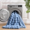 image:imageCozy Bliss Faux Fur Throw Blanket for Couch Fuzzy Soft Plush Thick Bubble Blanket for Sofa Bedroom Living Room 50  60 Inches BeigeMisty Blue