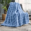 image:imageCozy Bliss Faux Fur Throw Blanket for Couch Fuzzy Soft Plush Thick Bubble Blanket for Sofa Bedroom Living Room 50  60 Inches BeigeMisty Blue