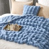 image:imageCozy Bliss Faux Fur Throw Blanket for Couch Fuzzy Soft Plush Thick Bubble Blanket for Sofa Bedroom Living Room 50  60 Inches BeigeMisty Blue