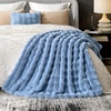 image:imageCozy Bliss Faux Fur Throw Blanket for Couch Fuzzy Soft Plush Thick Bubble Blanket for Sofa Bedroom Living Room 50  60 Inches BeigeMisty Blue