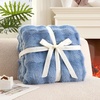 image:imageCozy Bliss Faux Fur Throw Blanket for Couch Fuzzy Soft Plush Thick Bubble Blanket for Sofa Bedroom Living Room 50  60 Inches BeigeMisty Blue