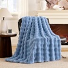 image:imageCozy Bliss Faux Fur Throw Blanket for Couch Fuzzy Soft Plush Thick Bubble Blanket for Sofa Bedroom Living Room 50  60 Inches BeigeMisty Blue
