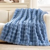 image:imageCozy Bliss Faux Fur Throw Blanket for Couch Fuzzy Soft Plush Thick Bubble Blanket for Sofa Bedroom Living Room 50  60 Inches BeigeMisty Blue