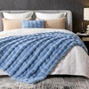 image:imageCozy Bliss Faux Fur Throw Blanket for Couch Fuzzy Soft Plush Thick Bubble Blanket for Sofa Bedroom Living Room 50  60 Inches BeigeMisty Blue