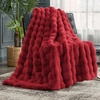 image:imageCozy Bliss Faux Fur Throw Blanket for Couch Fuzzy Soft Plush Thick Bubble Blanket for Sofa Bedroom Living Room 50  60 Inches BeigeRed