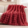 image:imageCozy Bliss Faux Fur Throw Blanket for Couch Fuzzy Soft Plush Thick Bubble Blanket for Sofa Bedroom Living Room 50  60 Inches BeigeRed