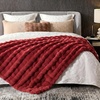 image:imageCozy Bliss Faux Fur Throw Blanket for Couch Fuzzy Soft Plush Thick Bubble Blanket for Sofa Bedroom Living Room 50  60 Inches BeigeRed