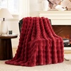 image:imageCozy Bliss Faux Fur Throw Blanket for Couch Fuzzy Soft Plush Thick Bubble Blanket for Sofa Bedroom Living Room 50  60 Inches BeigeRed