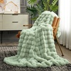 image:imageCozy Bliss Faux Fur Throw Blanket for Couch Fuzzy Soft Plush Thick Bubble Blanket for Sofa Bedroom Living Room 50  60 Inches BeigeSage Green