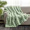 image:imageCozy Bliss Faux Fur Throw Blanket for Couch Fuzzy Soft Plush Thick Bubble Blanket for Sofa Bedroom Living Room 50  60 Inches BeigeSage Green