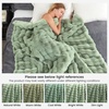 image:imageCozy Bliss Faux Fur Throw Blanket for Couch Fuzzy Soft Plush Thick Bubble Blanket for Sofa Bedroom Living Room 50  60 Inches BeigeSage Green