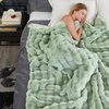 image:imageCozy Bliss Faux Fur Throw Blanket for Couch Fuzzy Soft Plush Thick Bubble Blanket for Sofa Bedroom Living Room 50  60 Inches BeigeSage Green