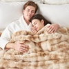 image:imageCozy Bliss Faux Fur Throw Blanket for Couch Fuzzy Soft Plush Thick Bubble Blanket for Sofa Bedroom Living Room 50  60 Inches BeigeTiedye Beige