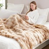 image:imageCozy Bliss Faux Fur Throw Blanket for Couch Fuzzy Soft Plush Thick Bubble Blanket for Sofa Bedroom Living Room 50  60 Inches BeigeTiedye Beige