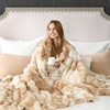 image:imageCozy Bliss Faux Fur Throw Blanket for Couch Fuzzy Soft Plush Thick Bubble Blanket for Sofa Bedroom Living Room 50  60 Inches BeigeTiedye Beige