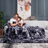 image:imageCozy Bliss Faux Fur Throw Blanket for Couch Fuzzy Soft Plush Thick Bubble Blanket for Sofa Bedroom Living Room 50  60 Inches BeigeTiedye Black