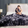 image:imageCozy Bliss Faux Fur Throw Blanket for Couch Fuzzy Soft Plush Thick Bubble Blanket for Sofa Bedroom Living Room 50  60 Inches BeigeTiedye Black