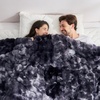 image:imageCozy Bliss Faux Fur Throw Blanket for Couch Fuzzy Soft Plush Thick Bubble Blanket for Sofa Bedroom Living Room 50  60 Inches BeigeTiedye Black