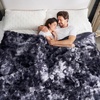 image:imageCozy Bliss Faux Fur Throw Blanket for Couch Fuzzy Soft Plush Thick Bubble Blanket for Sofa Bedroom Living Room 50  60 Inches BeigeTiedye Black