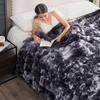 image:imageCozy Bliss Faux Fur Throw Blanket for Couch Fuzzy Soft Plush Thick Bubble Blanket for Sofa Bedroom Living Room 50  60 Inches BeigeTiedye Black