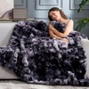 image:imageCozy Bliss Faux Fur Throw Blanket for Couch Fuzzy Soft Plush Thick Bubble Blanket for Sofa Bedroom Living Room 50  60 Inches BeigeTiedye Black