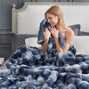 image:imageCozy Bliss Faux Fur Throw Blanket for Couch Fuzzy Soft Plush Thick Bubble Blanket for Sofa Bedroom Living Room 50  60 Inches BeigeTiedye Blue