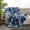 image:imageCozy Bliss Faux Fur Throw Blanket for Couch Fuzzy Soft Plush Thick Bubble Blanket for Sofa Bedroom Living Room 50  60 Inches BeigeTiedye Blue