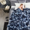 image:imageCozy Bliss Faux Fur Throw Blanket for Couch Fuzzy Soft Plush Thick Bubble Blanket for Sofa Bedroom Living Room 50  60 Inches BeigeTiedye Blue