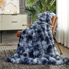 image:imageCozy Bliss Faux Fur Throw Blanket for Couch Fuzzy Soft Plush Thick Bubble Blanket for Sofa Bedroom Living Room 50  60 Inches BeigeTiedye Blue