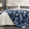 image:imageCozy Bliss Faux Fur Throw Blanket for Couch Fuzzy Soft Plush Thick Bubble Blanket for Sofa Bedroom Living Room 50  60 Inches BeigeTiedye Blue