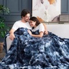 image:imageCozy Bliss Faux Fur Throw Blanket for Couch Fuzzy Soft Plush Thick Bubble Blanket for Sofa Bedroom Living Room 50  60 Inches BeigeTiedye Blue