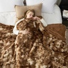 image:imageCozy Bliss Faux Fur Throw Blanket for Couch Fuzzy Soft Plush Thick Bubble Blanket for Sofa Bedroom Living Room 50  60 Inches BeigeTiedye Brown