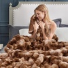 image:imageCozy Bliss Faux Fur Throw Blanket for Couch Fuzzy Soft Plush Thick Bubble Blanket for Sofa Bedroom Living Room 50  60 Inches BeigeTiedye Brown